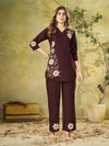 Premium Brown Embroidered Heavy Rayon Co-ord Set