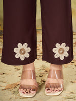 Premium Brown Embroidered Heavy Rayon Co-ord Set