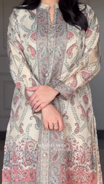 Premium Beige Kashmiri Print Berry Silk Suit Set with Dupatta