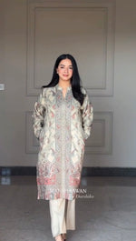Premium Beige Kashmiri Print Berry Silk Suit Set with Dupatta