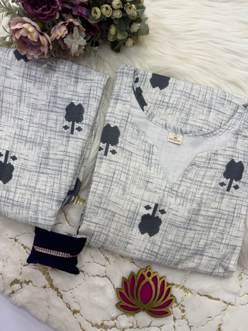 Premium Linen Cotton Printed Kurti & Pant Set