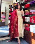 Jashn-E-Bahaaraa Golden Zari Banana Silk Anarkali Suit with Banarasi Dupatta