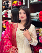 Jashn-E-Bahaaraa Golden Zari Banana Silk Anarkali Suit with Banarasi Dupatta