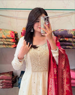 Jashn-E-Bahaaraa Golden Zari Banana Silk Anarkali Suit with Banarasi Dupatta