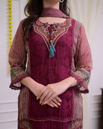 Premium Maroon Pakistani Muslin Suit Set with Dupatta