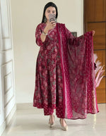 Premium Jaipuri Block Print Cotton Anarkali Suit Set with Katha Work