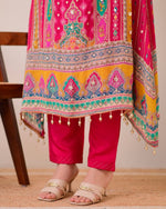 Premium Printed Pure Chinon Peplum Kurti & Palazzo Set