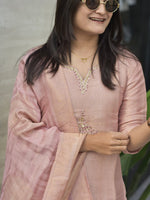 Premium Blush Pink Pure Banarasi Zari Jacquard Suit Set