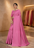 Gulabi Pink Solid Art Silk Saree with Matching Blouse