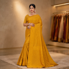 Gold Solid Banarasi Silk Saree with Matching Blouse