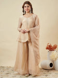 Premium Embroidered Crunchy Silk Short Kurti & Palazzo Set
