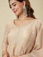 Premium Embroidered Crunchy Silk Short Kurti & Palazzo Set