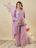 Premium Embroidered Crunchy Silk Peplum Kurti & Palazzo Set