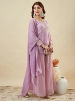 Premium Embroidered Crunchy Silk Peplum Kurti & Palazzo Set