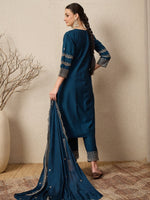 Premium Purple Embroidered Roman Silk Suit Set with Scalloped Dupatta