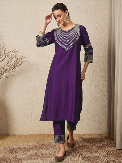 Premium Embroidered Roman Silk Suit Set with Scalloped Dupatta