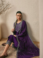 Premium Embroidered Roman Silk Suit Set with Scalloped Dupatta