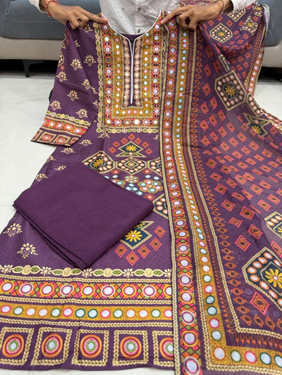 Designer Pure Burbary Silk Embroidered Suit Set with Chanderi Dupatta