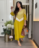 JOYA Premium Mustard Yellow Cotton Slub Kurti & Pant Set