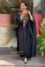 Premium Black Embroidered Cottan Lining Suit Set with Dupatta