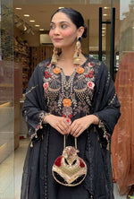 Premium Black Embroidered Cottan Lining Suit Set with Dupatta